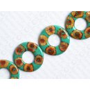 resin turq green with santol cracking inlay donut 70x10mm...