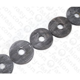 Wasserbüffel Horn Flat Round with Hole Black Matte 55mm / 6pcs.