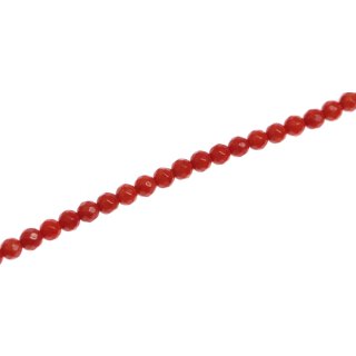 Steinperlen dyed orange bamboo coral faceted round beads / 4mm.