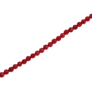 Steinperlen dyed red bamboo coral faceted round beads / 4mm.