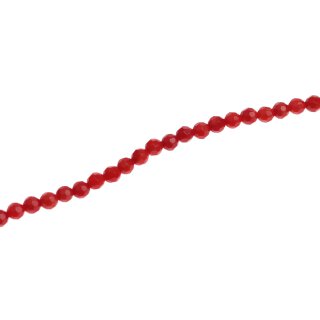 Steinperlen dyed red-orange bamboo coral faceted round beads / 4mm.