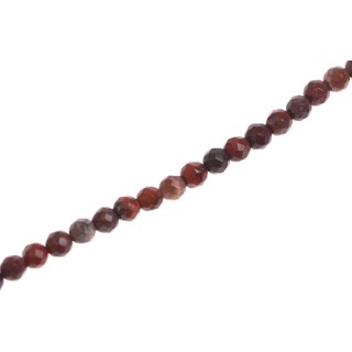 Steinperlen Red leopard faceted round beads / 4mm.