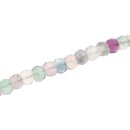 Steinperlen Rainbow fluorite faceted saucer   / 10mm.