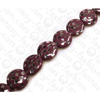 Harz Beads Ufo with Glass Inlay Purple 26mm