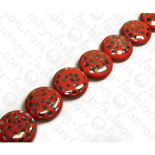 Harz Beads Ufo with Glass Inlay Orange 36mm