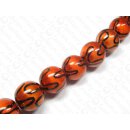 Resin ball beads straw Orange Black ca. 25mm