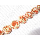 Orange-White resin UFO w. bamboo eye ca.35x12mm