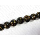 Resin ball beads black with alpako inlay ca.25mm