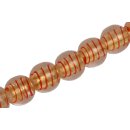 Glasperlen Shiny Transparent with spiral gold  orange...