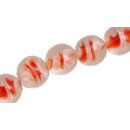 Glasperlen Shiny Transparent with spiral orange white...