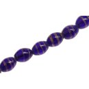 Glasperlen Shiny Spiral dark blue with gold oval / 15mm /...