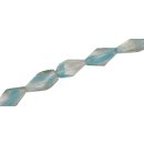 Glasperlen Shiny Transparent with blue Twisted / 16x10mm...