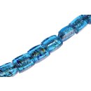 Glasperlen Shiny with design  blue Flat square / 26mm /...