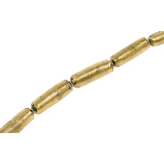 Glasperlen Shiny – Green/Gold tube / 38x12mm / 10pcs.