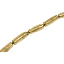 Glasperlen Shiny – Green/Gold tube / 38x12mm / 10pcs.