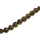 Glasperlen Shiny with design olive round / 14mm / 29pcs.