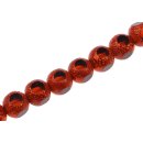 Glasperlen Shiny with design Red round / 12mm / 35pcs.