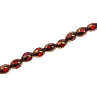 Glasperlen Shiny  w design red gold   oval / 8mm / 43pcs.