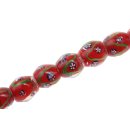 Glasperlen Shiny w Flower design  Red oval / 20mm / 21pcs.