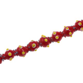 Glasperlen Shiny w Flower design red yellow wheel / 13mm / 29pcs.