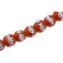 Glasperlen Shiny w  design orange round / 20mm / 21pcs.