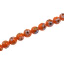 Glasperlen Shiny w  design blue orange round / 12mm / 33pcs.