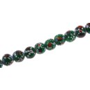 Glasperlen Shiny w Flower design green white red round /...